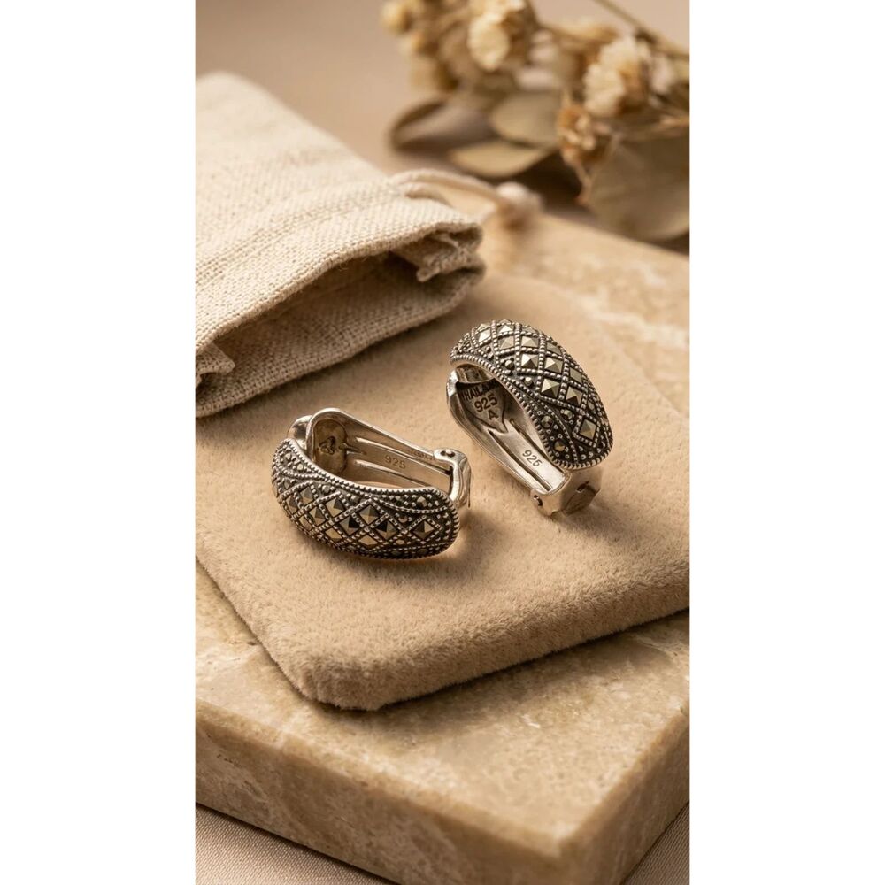 Thailand 925A — Silver & Marcacite Earrings Jewelry piece...